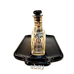 VTG Art Deco Sterling Silver Overlay Glass Perfume Bottle/Liquor Decanter & Tray