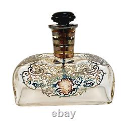 VTG Art Deco Sterling Silver Overlay Glass Perfume Bottle/Liquor Decanter & Tray