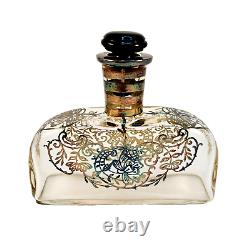 VTG Art Deco Sterling Silver Overlay Glass Perfume Bottle/Liquor Decanter & Tray