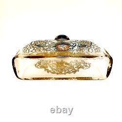 VTG Art Deco Sterling Silver Overlay Glass Perfume Bottle/Liquor Decanter & Tray
