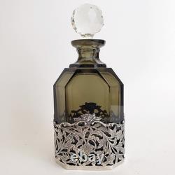 VTG BW Van Eldik Green Glass & Sterling Silver Decanter. Netherlands. 126g 925