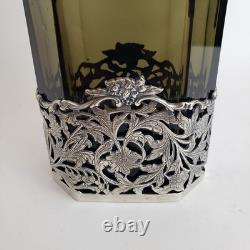 VTG BW Van Eldik Green Glass & Sterling Silver Decanter. Netherlands. 126g 925