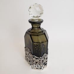 VTG BW Van Eldik Green Glass & Sterling Silver Decanter. Netherlands. 126g 925