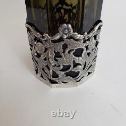 VTG BW Van Eldik Green Glass & Sterling Silver Decanter. Netherlands. 126g 925