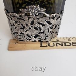 VTG BW Van Eldik Green Glass & Sterling Silver Decanter. Netherlands. 126g 925