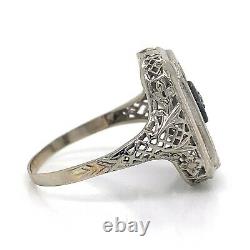 VTG Estate 10K White Gold & Camphor Glass Size 7 Ring! Gorgeous! 155