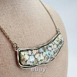 VTG LIRM Sterling Silver Israel Roman Glass Handmade Statement Necklace 18 L