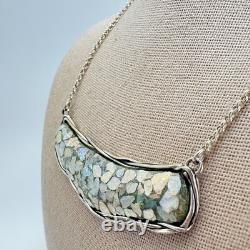 VTG LIRM Sterling Silver Israel Roman Glass Handmade Statement Necklace 18 L