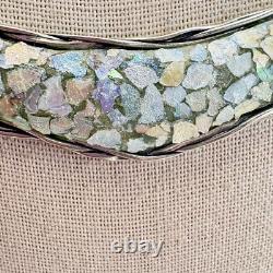 VTG LIRM Sterling Silver Israel Roman Glass Handmade Statement Necklace 18 L