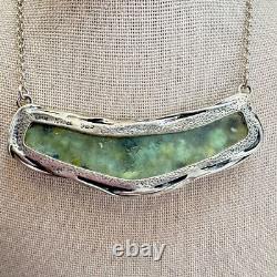 VTG LIRM Sterling Silver Israel Roman Glass Handmade Statement Necklace 18 L
