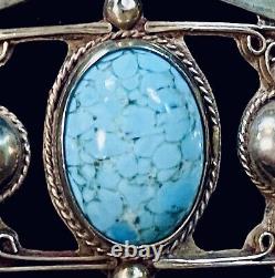 VTG MEXICO Sterling Silver HUBBELL GLASS Panel BRACELET 40g