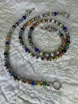 VTG Mexican Sterling Silver 925 Multicolor Glass Beaded Necklace and Bracelet