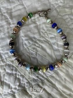 VTG Mexican Sterling Silver 925 Multicolor Glass Beaded Necklace and Bracelet
