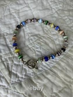 VTG Mexican Sterling Silver 925 Multicolor Glass Beaded Necklace and Bracelet