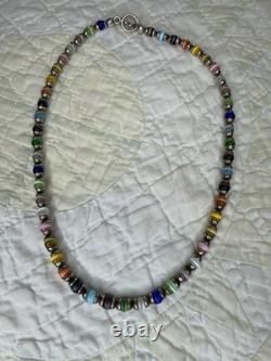VTG Mexican Sterling Silver 925 Multicolor Glass Beaded Necklace and Bracelet