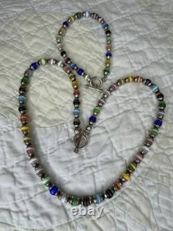 VTG Mexican Sterling Silver 925 Multicolor Glass Beaded Necklace and Bracelet
