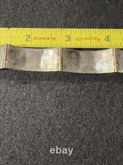 VTG Mexico Sterling Silver Blue Glass Bracelet Signed AP. Rare Piece