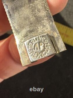 VTG Mexico Sterling Silver Blue Glass Bracelet Signed AP. Rare Piece