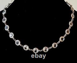 VTG Rivière Sterling Silver Necklace round Crystal Glass chocker art deco