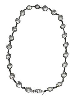 VTG Rivière Sterling Silver Necklace round Crystal Glass chocker art deco