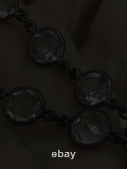 VTG Rivière Sterling Silver Necklace round Crystal Glass chocker art deco