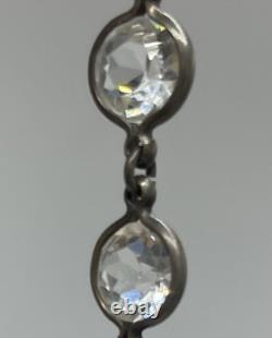 VTG Rivière Sterling Silver Necklace round Crystal Glass chocker art deco