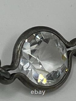 VTG Rivière Sterling Silver Necklace round Crystal Glass chocker art deco