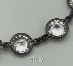VTG Rivière Sterling Silver Necklace round Crystal Glass chocker art deco