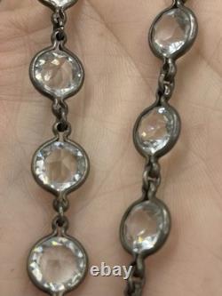 VTG Rivière Sterling Silver Necklace round Crystal Glass chocker art deco