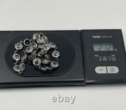 VTG Rivière Sterling Silver Necklace round Crystal Glass chocker art deco