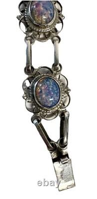 VTG Sterling Silver Dragons Breath Art Glass Cabochon Bracelet Pendant Earrings