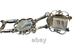 VTG Sterling Silver Dragons Breath Art Glass Cabochon Bracelet Pendant Earrings