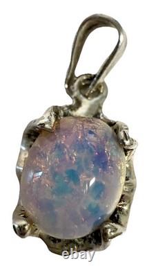 VTG Sterling Silver Dragons Breath Art Glass Cabochon Bracelet Pendant Earrings