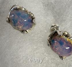 VTG Sterling Silver Dragons Breath Art Glass Cabochon Bracelet Pendant Earrings