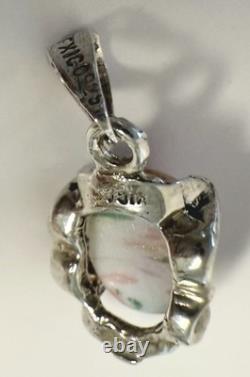 VTG Sterling Silver Dragons Breath Art Glass Cabochon Bracelet Pendant Earrings