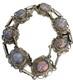 Vtg Sterling Silver Filigree Dragons Breath Art Glass Cabochon Link Bracelet 8
