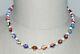 Vtg Sterling Silver Red Multi-color Millefiore Glass Bead Beaded Choker Necklace