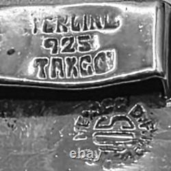 VTG Taxco Sterling Silver 925 Aztec Mayan Mask Bracelet Blue Glass Abalone Panel