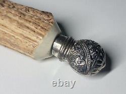 VTG Very Rare New Quality Sterling Silver & Antler Magnifying Glass & Opener