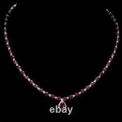Valentine 925 Sterling Silver Necklace Pear Ruby 8x6mm Gemstone Jewelry 17 In
