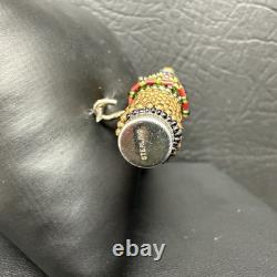 Valerie Hector Artisan Beaded Brooch / Pin Glass Beads Sterling Silver 90s Era