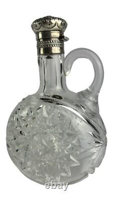 Victorian American Gorham Decanter -S 1404 Cut Glass Sterling Silver Accent Trim