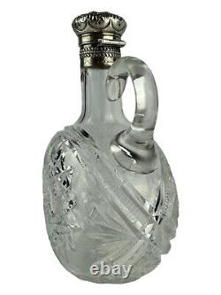 Victorian American Gorham Decanter -S 1404 Cut Glass Sterling Silver Accent Trim