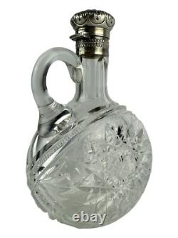 Victorian American Gorham Decanter -S 1404 Cut Glass Sterling Silver Accent Trim