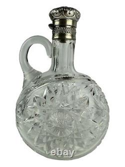 Victorian American Gorham Decanter -S 1404 Cut Glass Sterling Silver Accent Trim