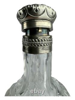 Victorian American Gorham Decanter -S 1404 Cut Glass Sterling Silver Accent Trim