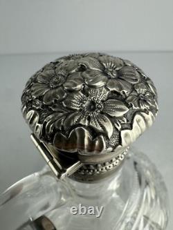 Victorian American Gorham Decanter -S 1404 Cut Glass Sterling Silver Accent Trim