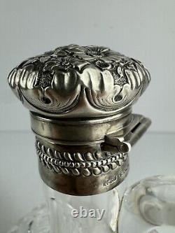 Victorian American Gorham Decanter -S 1404 Cut Glass Sterling Silver Accent Trim