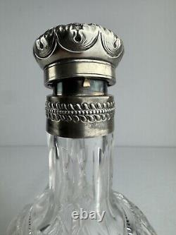 Victorian American Gorham Decanter -S 1404 Cut Glass Sterling Silver Accent Trim