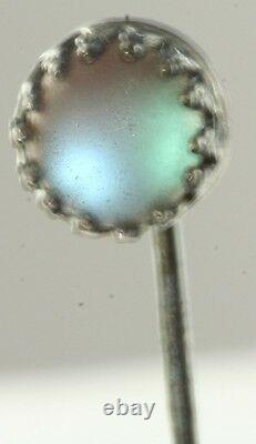 Victorian Antique Sterling Silver Saphiret Glass Stickpin